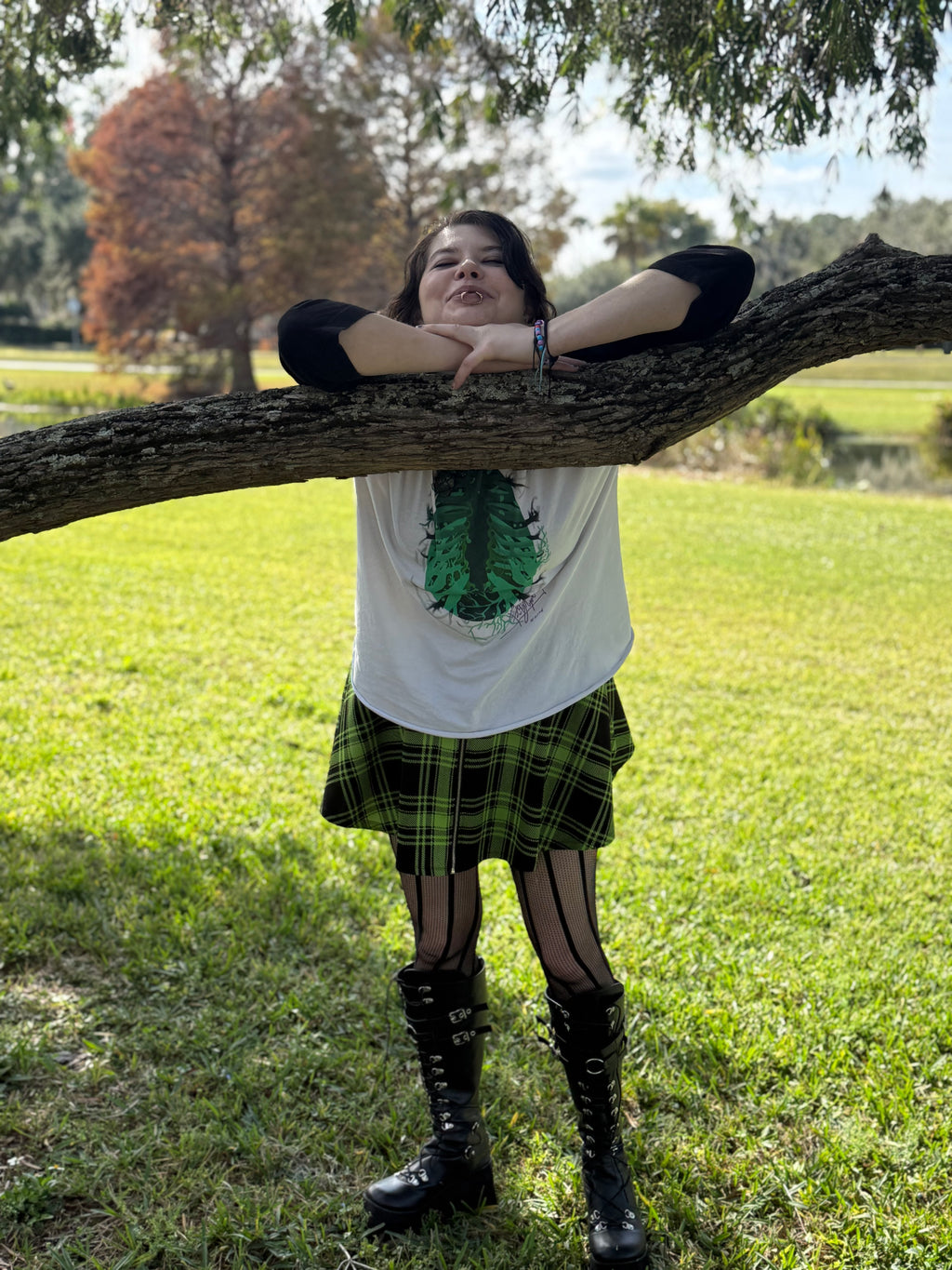 Forest Ribcage/ 3/4 sleeve raglan shirt